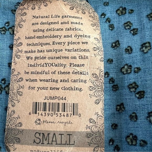 Natural Life Women’s Short Sleeve Romper Floral Beachy Boho Coastal Blue Small - Picture 9 of 14